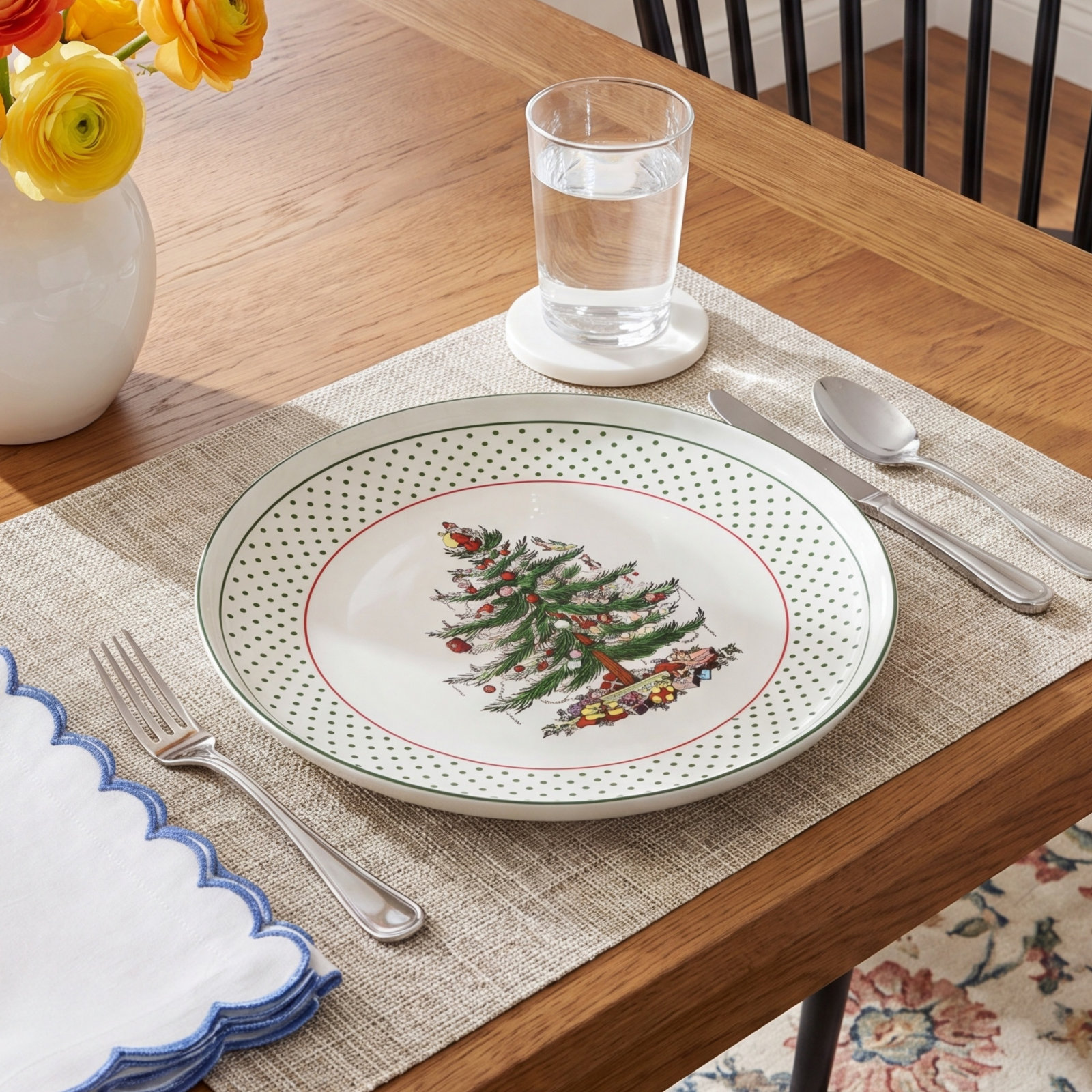 Christmas Tree Polka Dot Lazy Susan