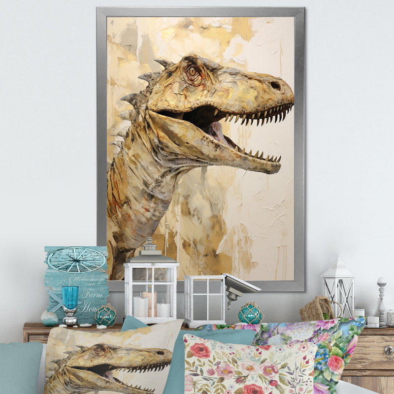 Dinosaure T Rex Supreme II, Cadre simple argenté, H 20 po x l 12 po x P 1 po