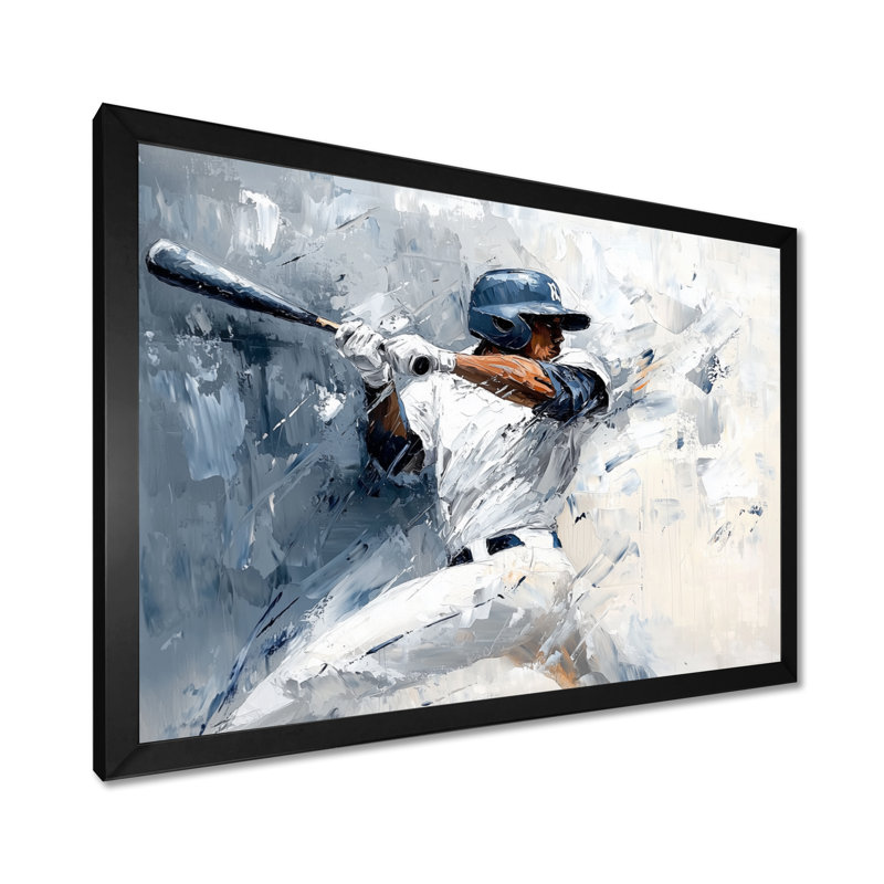 Baseball Catcher Throw II - Décoration murale baseball sport, H 12 po x l 20 po, Noir