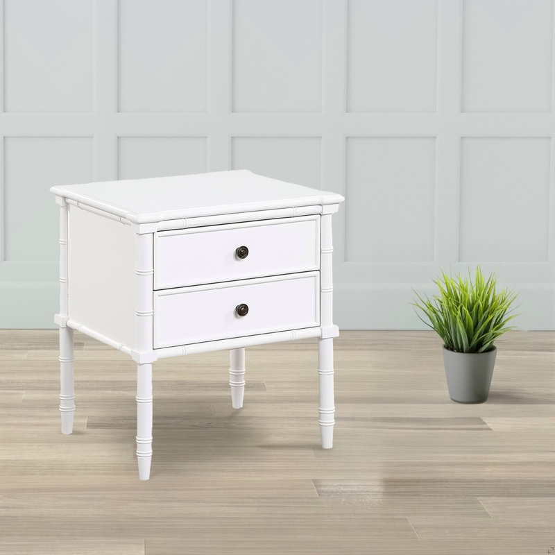 Table de chevet 2 tiroirs - Blanc, Blanc