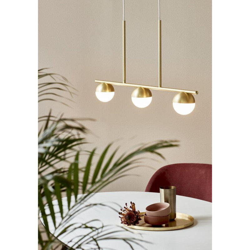3 - Light Kitchen Island Pendant, Brass