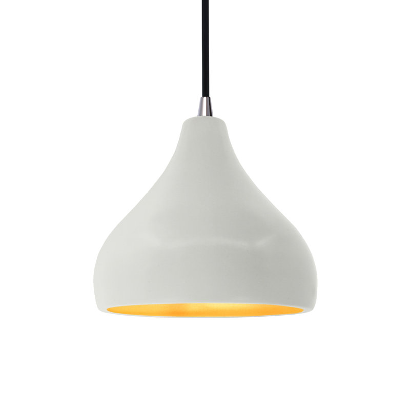 Luminaire suspendu à 1 lumière Meydan, Blanc mat / or champagne, H 7,25 po x l 8 po x P 8 po, Gris brillant / noir nickel