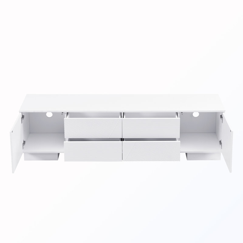 Meuble télé avec armoire et tiroirs, Blanc