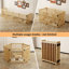 Élégante barrière pour chien autoportante en bois à 6 panneaux avec porte de grange coulissante et beaucoup de rangement, idéale pour les maisons modernes