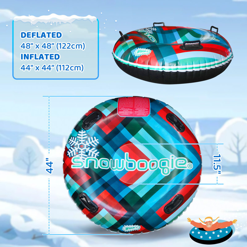 Tube de neige gonflable Wham-O Snowboogie, chambre à air pour coureur simple de 48 po, traîneau à neige à fond dur robuste avec poignées pour jouets d'hiver Sports pour enfants 4+ et plus