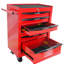 Chariot à outils à 6 tiroirs, noir et bleu, glissières à roulement, verrouillable, coffre à 4 roues universel, rouge et acier, comptoir lisse, poignée à tirer-877732218