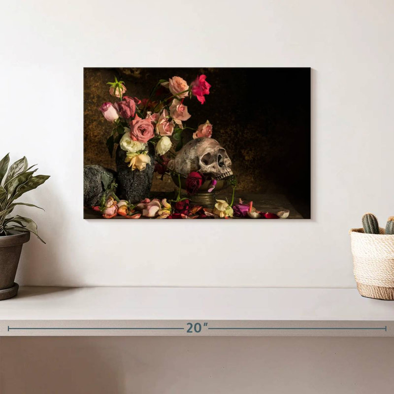 Crâne floral élégant, H 8 po x l 12 po