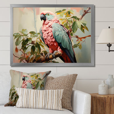 «Blue and Pink Parrot Paradise II», art mural perroquet