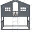 Lit superposé simple au-dessus d'un lit superposé gris en bois massif - Taille de la pièce centrale incluse pour plus de commodité