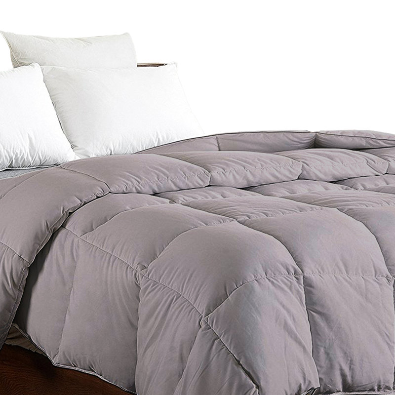 Édredon en duvet synthétique hypoallergénique toutes saisons, gris, Édredon simple 