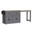 Îlot de cuisine 74,5 pouces avec support à épices et salle à manger extensible - plateau de table gris 7 roulettes amovibles