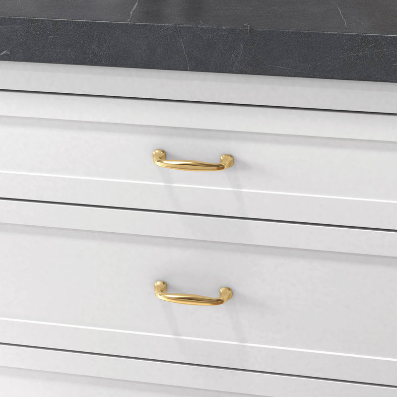 4362 Severin Fayerman B Pull, 4" CTC, Polished Brass