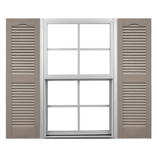 Mid-America Vinyl, Standard Size Cathedral Top Center Mullion, Open Louver Shutter, w/Installation Shutter-Lok's & Matching Screws (Per Pair)