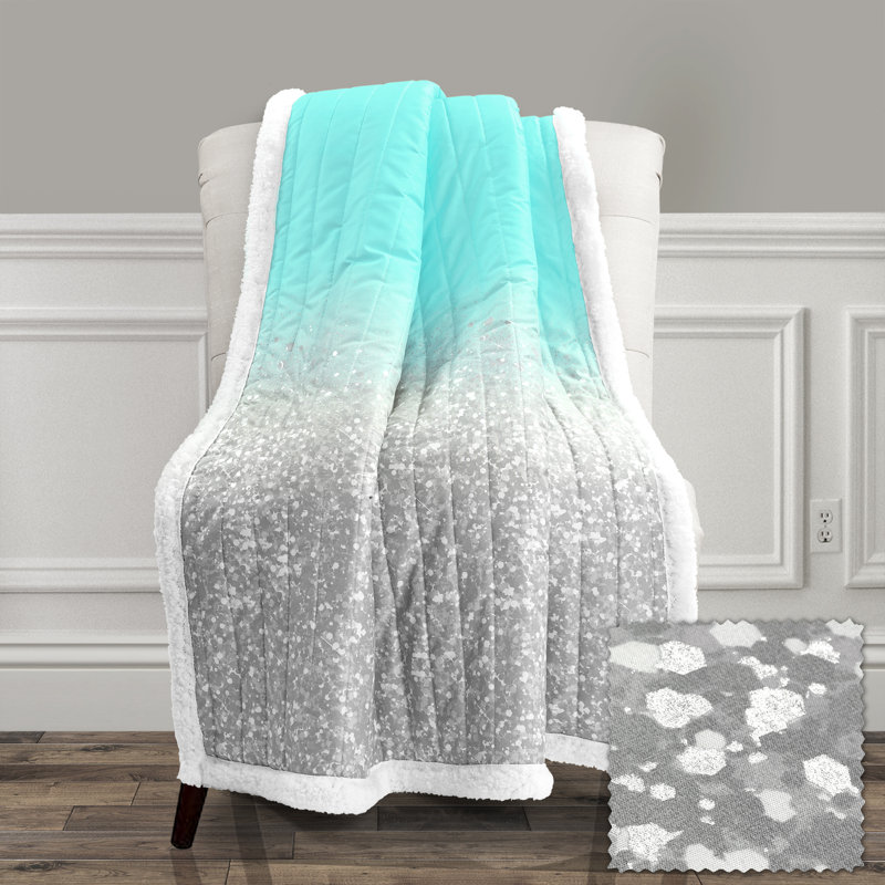 Jeté 100% coton scintillant, Turquoise / gris