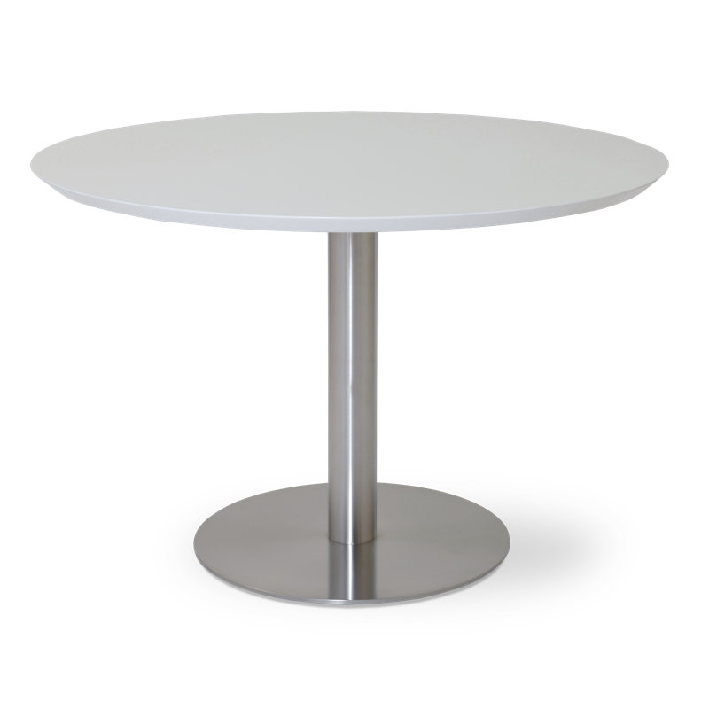 Table de salle à manger Tango, 29,3 po H x 43,5 po L x 43,5 po l, Poli, Blanc