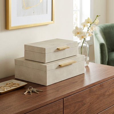 Rebeka 2 Piece Faux Leather Decorative Box Set