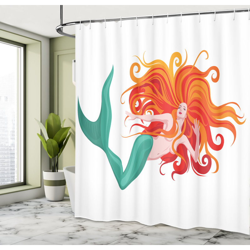 Rideau de douche Ambesonne sirène orange foncé foncé, H 84 po x l 69 po