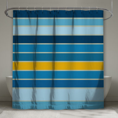 Blue Yellow Stripes Shower Curtains Extra Long