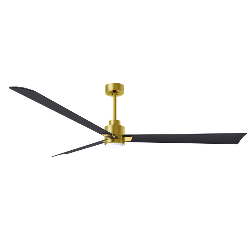 Ventilateur de plafond Alessandra, Noir mat, Laiton brossé, 72"
