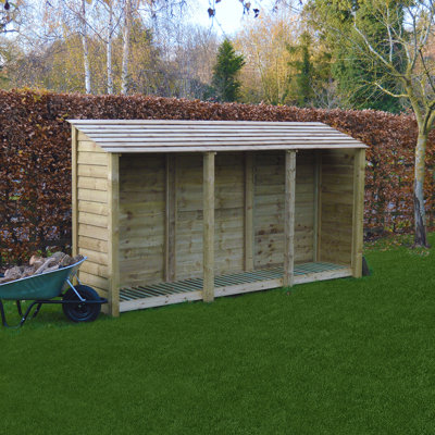 340cm W x 80cm D Solid Wood Log Store
