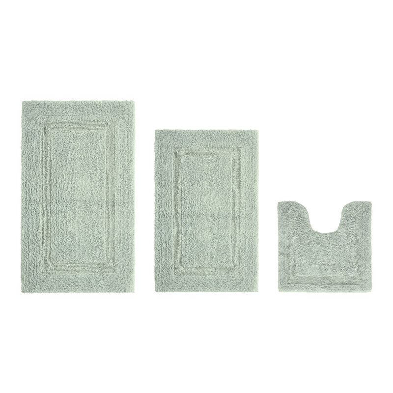 Annerose Premium 100% Cotton 3 Piece Bath Rug Sets, Machine Washable, Super Absorbent & Tufted Weave Reversible Bath Mat for Bathroom, Shower, and Tub, Oeko-Tex Certified Bathroom Rugs
