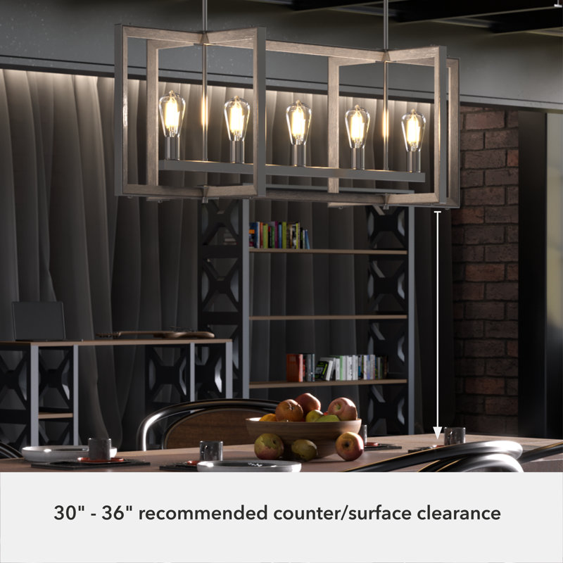 Woodburn 5 Light Linear Geometric Chandelier, Brushed Nickel