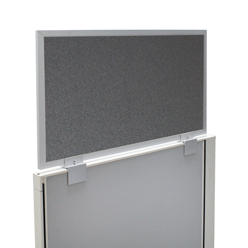 Panneau d'intimité acoustique avec grand support, Aluminium, Couvert, 18" H x 72" lx 0.63" D