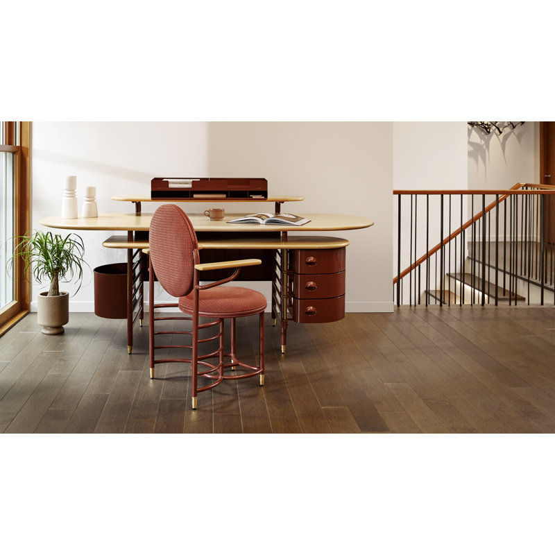 Frank Lloyd Wright Racine Signature Guest Chair with Arms, Racine Red 100% Polyester, Racine Red