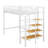 Twin-Sized Metal Loft Bed, Features Upper Grid Storage Shelf And Ladder With Side Compartments-1935162059