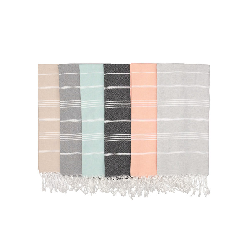 Ensemble de serviettes de plage Euan, Aigue-marine / beige / noir / gris / gris clair /