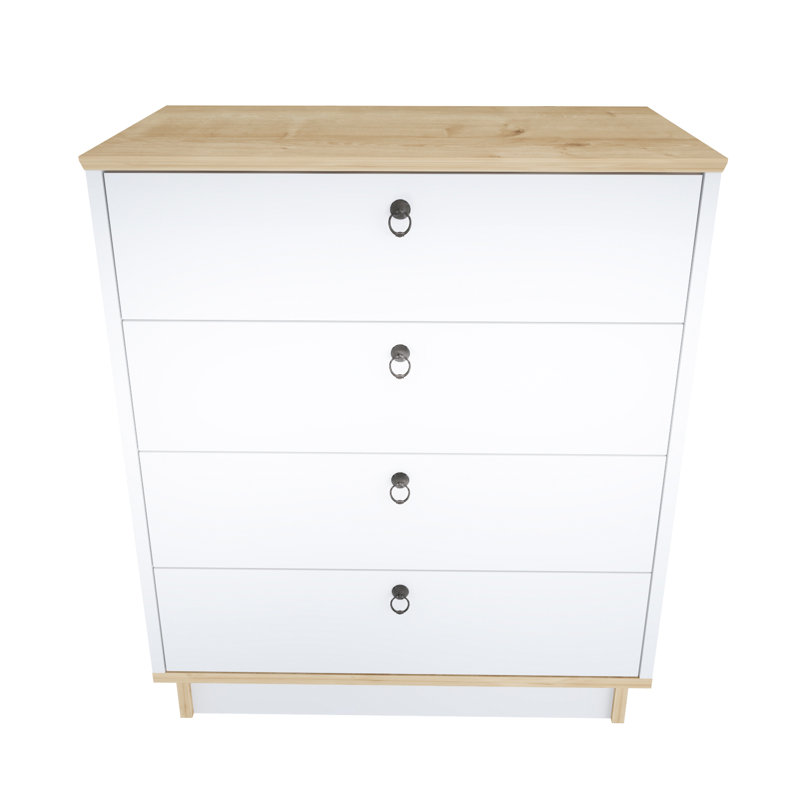 Ridgeside 72cm W 4 - Drawer Chest of Drawers, Light Brown/White