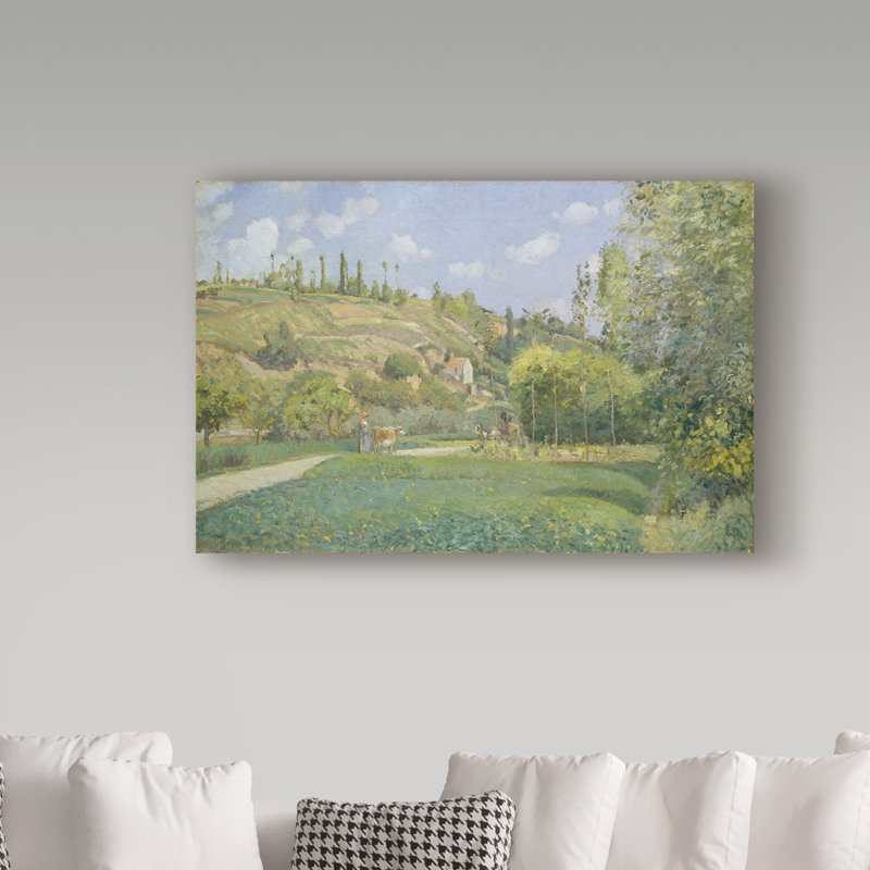 «A Cowherd at Valhermeil» par Camille Pissarro, reproduction de peinture à l'huile sur toile tendue