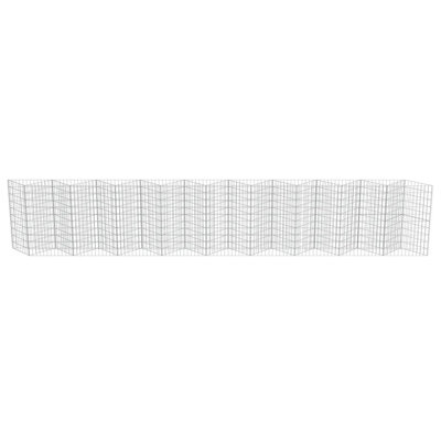 100cm H x 630cm W Silver Metal Gabion Wall