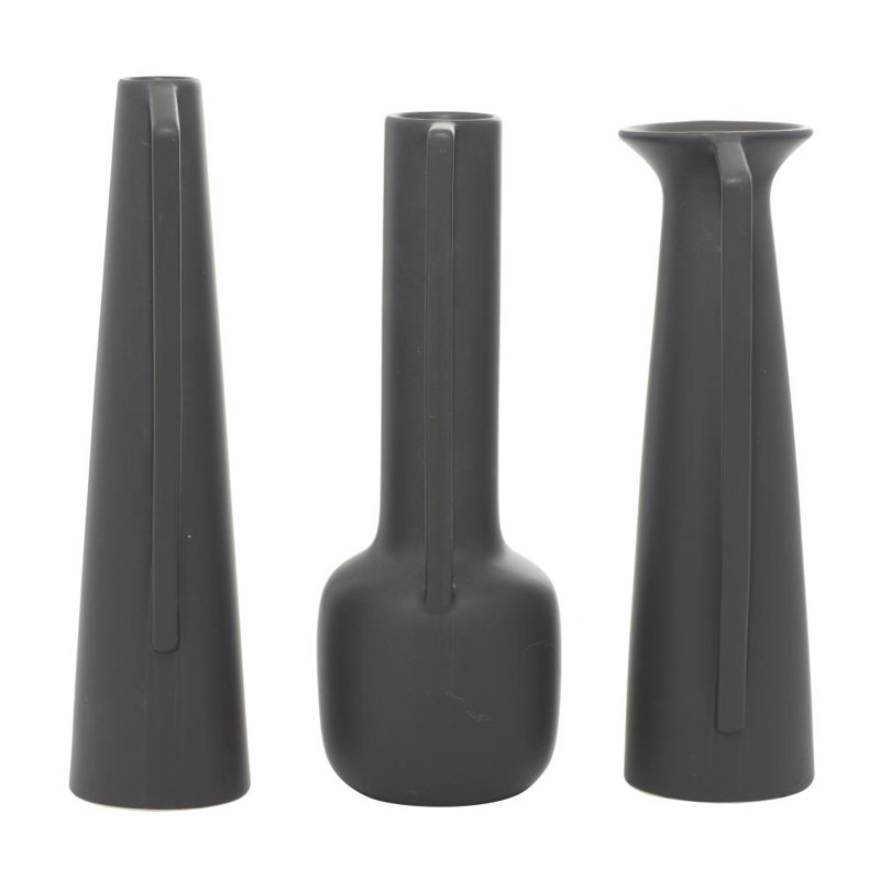 Cosmoliving By Cosmopolitan Ceramic Modern Vase, Dark Gray, 17" H x 18" W x 6"D