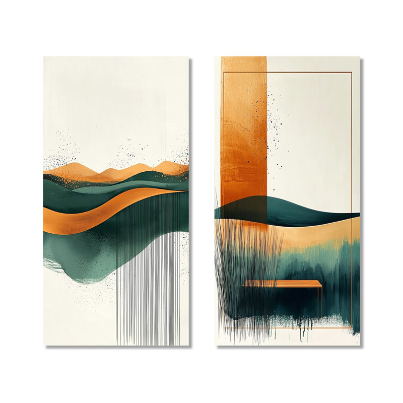 «Brown Minimalist Tranquility Meadow I», impression murale en métal 2 pièces, H 40 po x l 40 po
