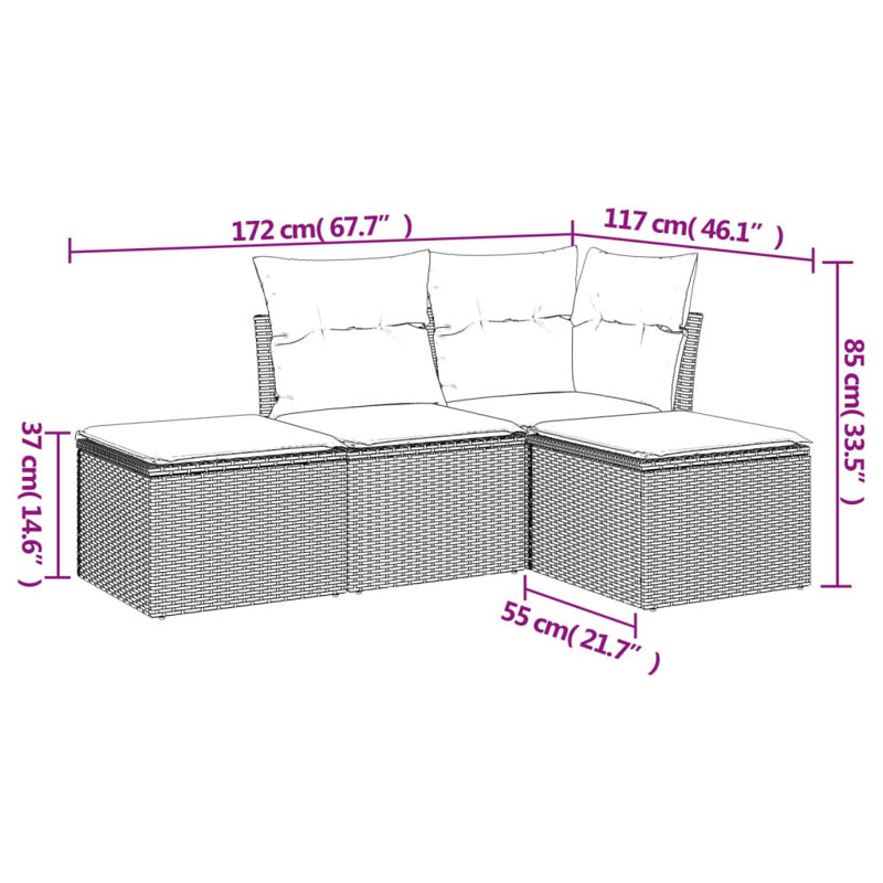 Ensemble de canapé de jardin Vidaxl beige, blanc crème
