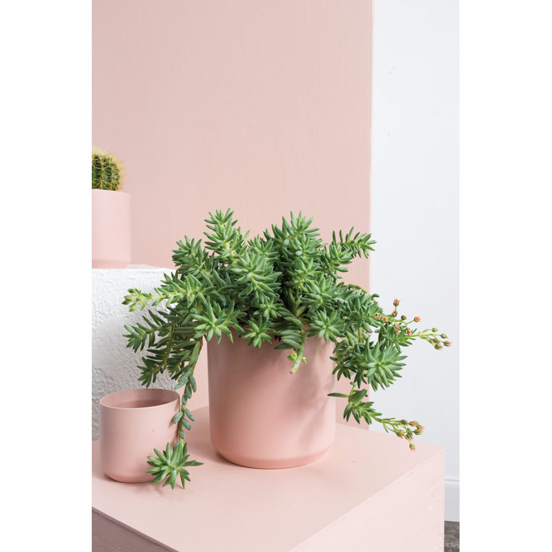 Parsons Handmade Ceramic Pot Planter, 9" H x 8.5" W x 8.5" D, Pink