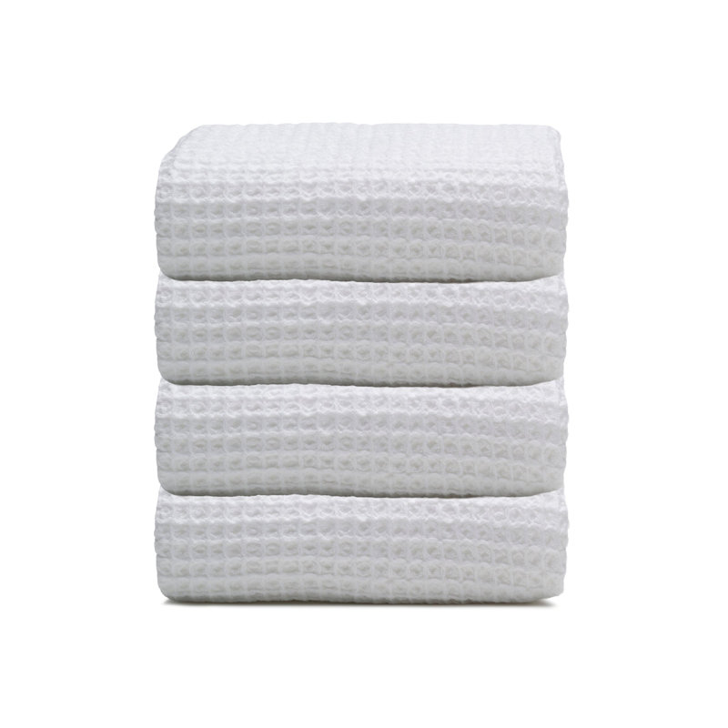 Ensemble essuie-mains gaufré en coton turc Waffle, White