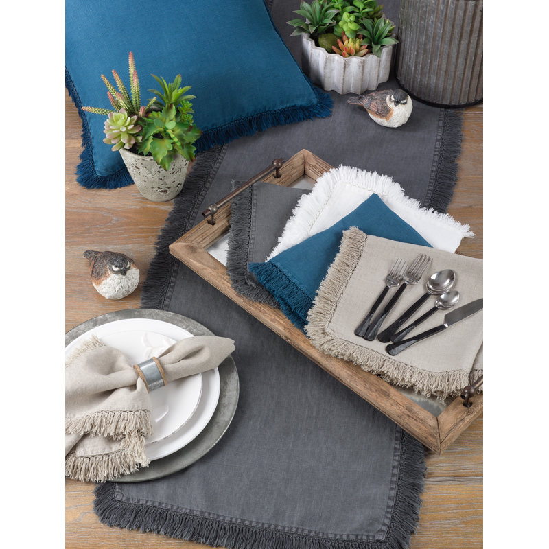 Trier Refined Fringed Table Runner, Brown