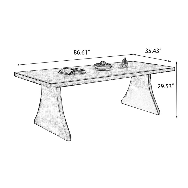 Table de salle à manger Burlywood, H 29,53 po x L 86,61 po x l 35,43 po