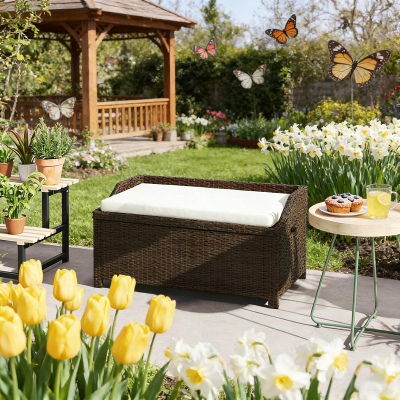 Storage Box,Outdoor Wicker Storage Bench