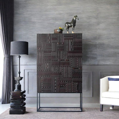 Hand-Carved Simple Accent Cabinet Accent Cabinet