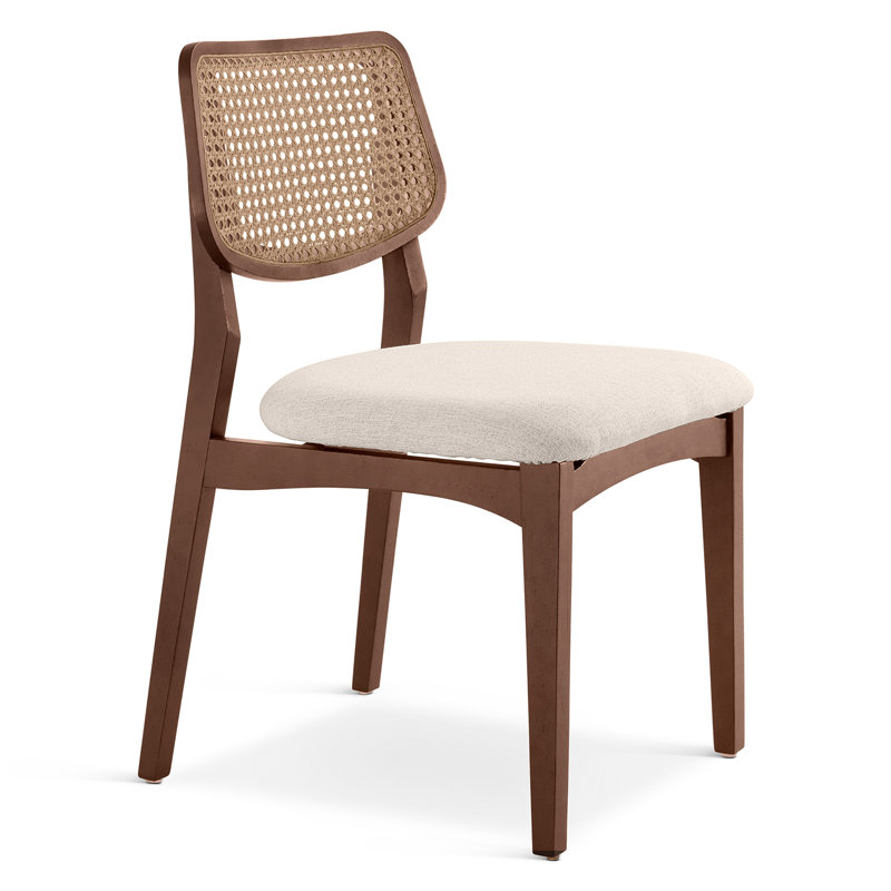 Chaise d'appoint Dryon Cane , Medley ivoire / Nogal / Nogal