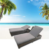 Hoston 193cm Long Reclining Chaise Lounge Set with Cushions and Table