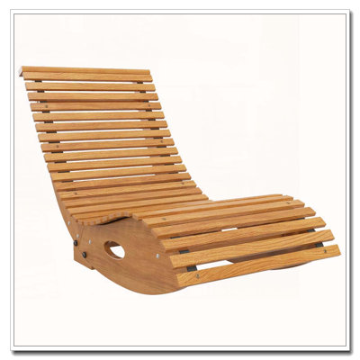 Chaise berçante ergonomique en bois avec siège à lattes Outsunny