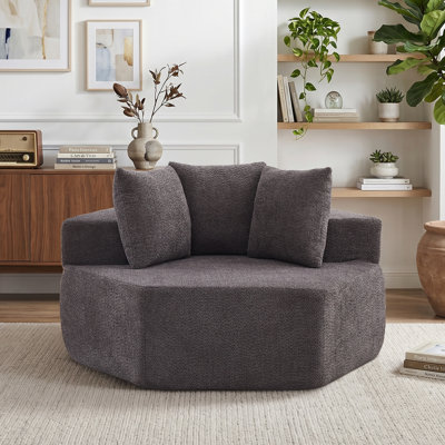 54'' Oversized Chenille Armchair With Accent Pillows