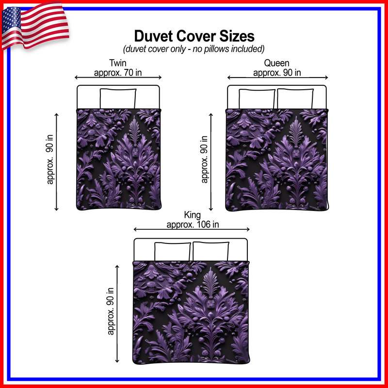 Housses de couette mauve à motif floral, King