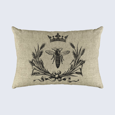  Bee Crown Rectangular Linen Lumbar Pillow
