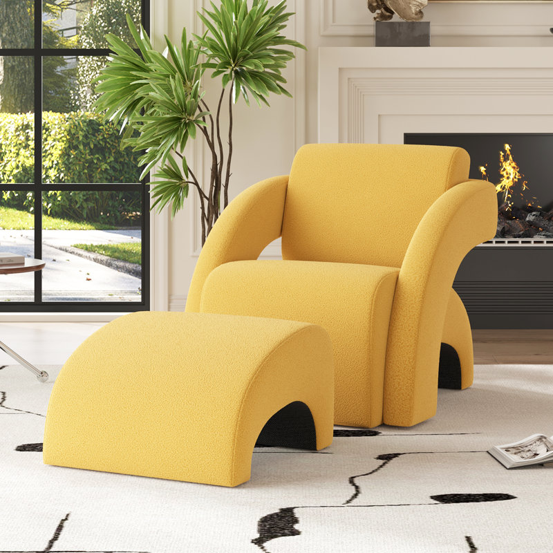 Fauteuil rembourré avec repose-pieds, Gingembre gingembre