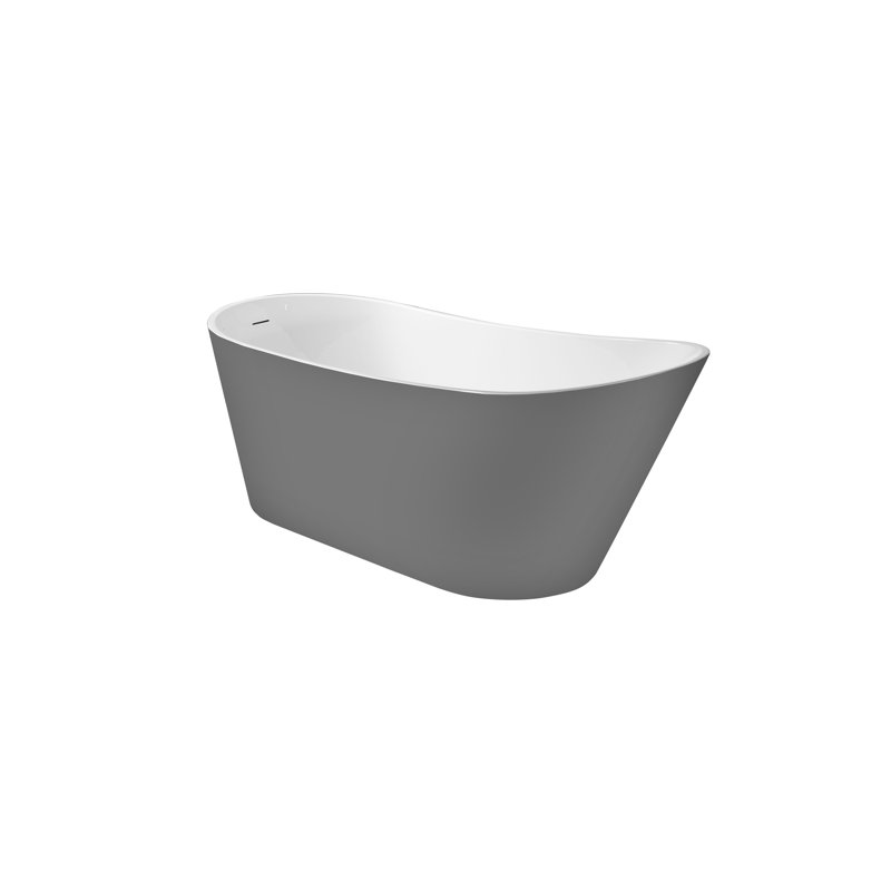Samari 59 In. Freestanding Bathtub In Matte Grey Finish, Matte Gray